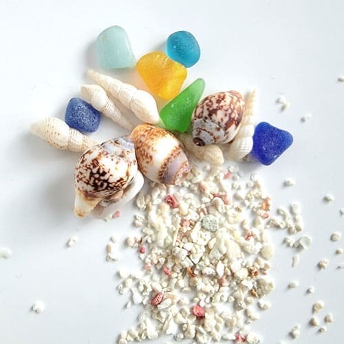 Beach in a Bottle contents of sand, sea glass and sea shells