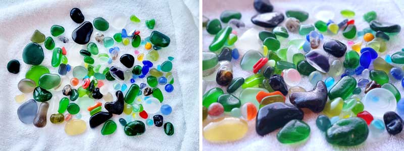 Many colors of sea glass found in Bonaire in the Caribbean