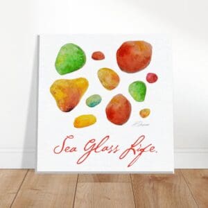 Sunset Sea Glass Watercolor Print on Canvas