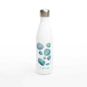 Seafoam Sea Glass Watercolor on White 17oz Stainless Steel Water Bottle