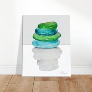 Stacked Sea Glass Watercolor Print on Canvas