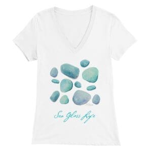 Sea Glass Watercolor Premium Women’s SLIM FIT V-Neck T-shirt