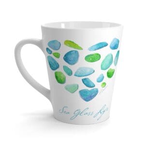 Sea Glass Life Blue and Green Watercolor Heart Coffee Mug