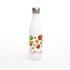 Sunset Sea Glass Watercolor on White 17oz Stainless Steel Water Bottle