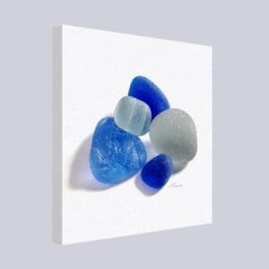 Blue and Gray Sea Glass Photo Printed on Canvas