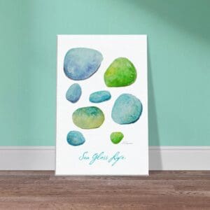 Caribbean Colors of Sea Glass Watercolor on Canvas