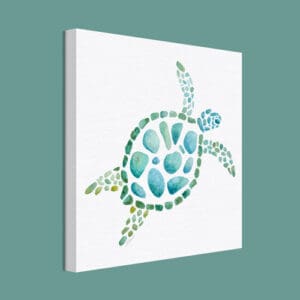 Sea Glass Sea Turtle Printed on Canvas (no words)