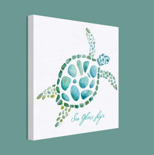 Watercolor sea turtle with Sea Glass Life