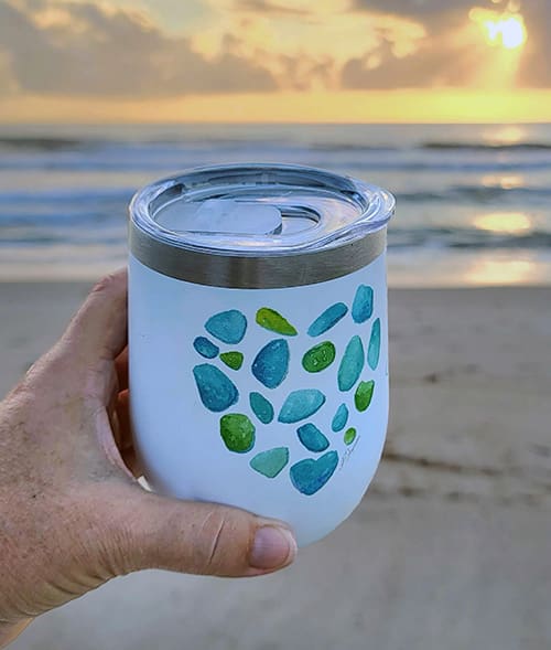 sea glass wine cooler mug